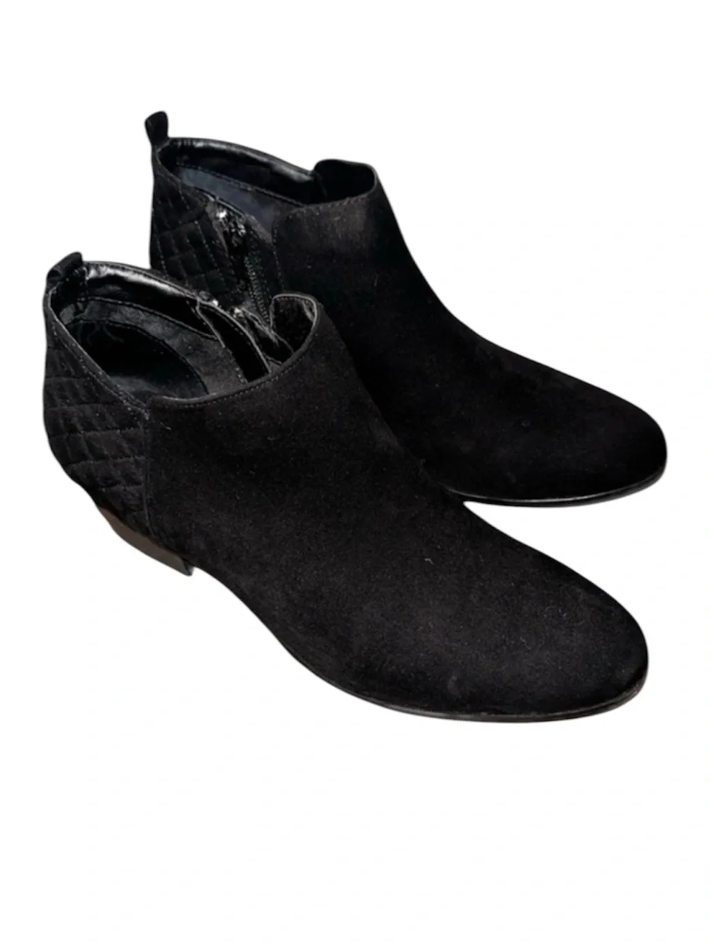Style & Co Wessley Black Faux Suede Ankle Boot Low Stacked Heel Women’s Size 8